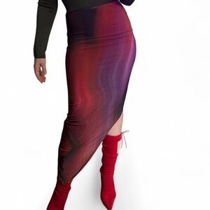Farai London Asymmetrical Burgundy Skirt